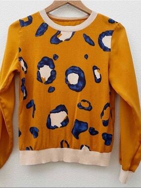 3.1 Philip Lim Women's Mustard Animal Print Pullover Sweater